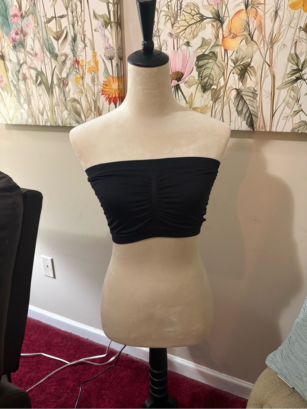 PINK Victoria's Secret Black Ruched Strapless Bandeau